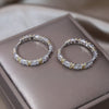 Korea's Design Jewelry 14K Gold Plated Zircon Contrast Cross hoop Earrings Elegant Women's Daily Work Accessories