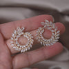 Korea's Design Jewelry 14K Gold Plating  Zircon Leaf Irregular Earrings Elegant Women's Party Accessories