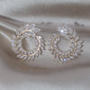 Korea's Design Jewelry 14K Gold Plating  Zircon Leaf Irregular Earrings Elegant Women's Party Accessories