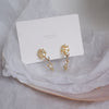Korea's design exquisite golden AAA zircon semicircle design flower leaf winding earrings elegant women earrings