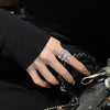 Korea's design jewelry  copper inlaid large zircon shiny ring opening can be adjusted female index finger ring