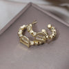 Korea's newly designe jewelry 14K gold plating letter D semicircle earring simple elegant women's daily work accessories