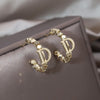 Korea's newly designe jewelry 14K gold plating letter D semicircle earring simple elegant women's daily work accessories