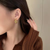 Korea's newly designe jewelry 14K gold plating letter D semicircle earring simple elegant women's daily work accessories
