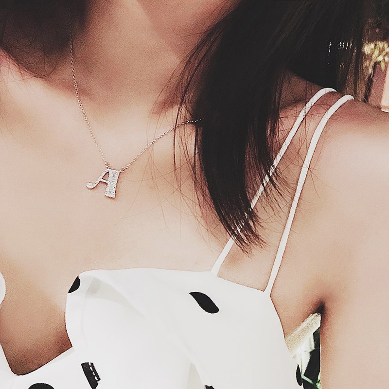 Korea simple network short 26 letters Korea clavicle chain chic wind letters 925 silver necklace female new437