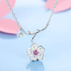 Korean 925 silver cherry necklaces female students simple pink crystal clavicle chain sakura jewelry for women