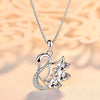 Korean 925 sterling silver new Crystal Blue Swan Pendant, diamond studded Swan necklace, simple fashion student jewelry