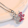 Korean 925 sterling silver new Crystal Blue Swan Pendant, diamond studded Swan necklace, simple fashion student jewelry