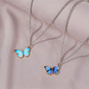 Korean Blue Gradient Butterfly Necklace for Women Girls Silver Color Butterflies Pendant Choker Necklaces Jewelry Gift