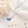 Korean Blue Gradient Butterfly Necklace for Women Girls Silver Color Butterflies Pendant Choker Necklaces Jewelry Gift