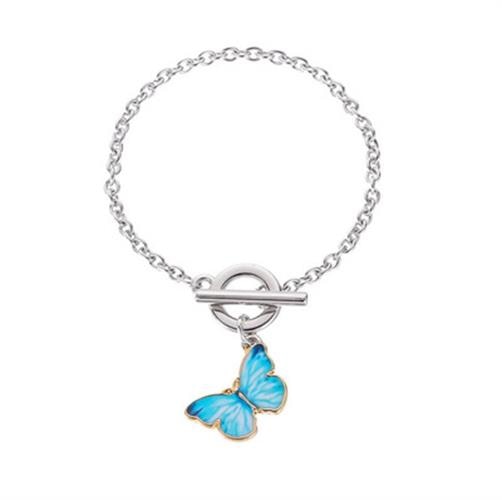 Korean Blue Gradient Butterfly Necklace for Women Girls Silver Color Butterflies Pendant Choker Necklaces Jewelry Gift