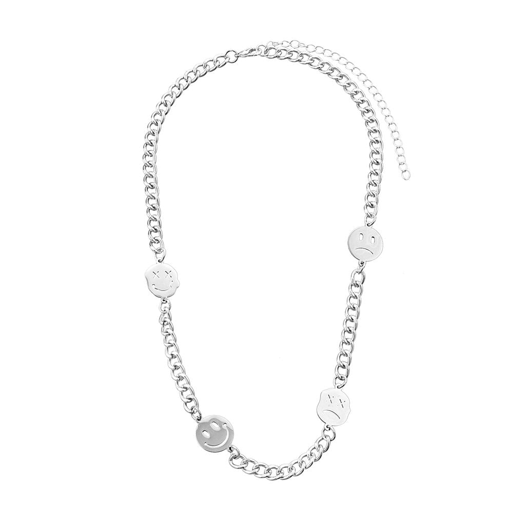 Korean Boho Colorful Enamel Beads Pearl Smile Necklace Choker for Women Girls Butterfly Necklace Hip Hop Jewelry 2021