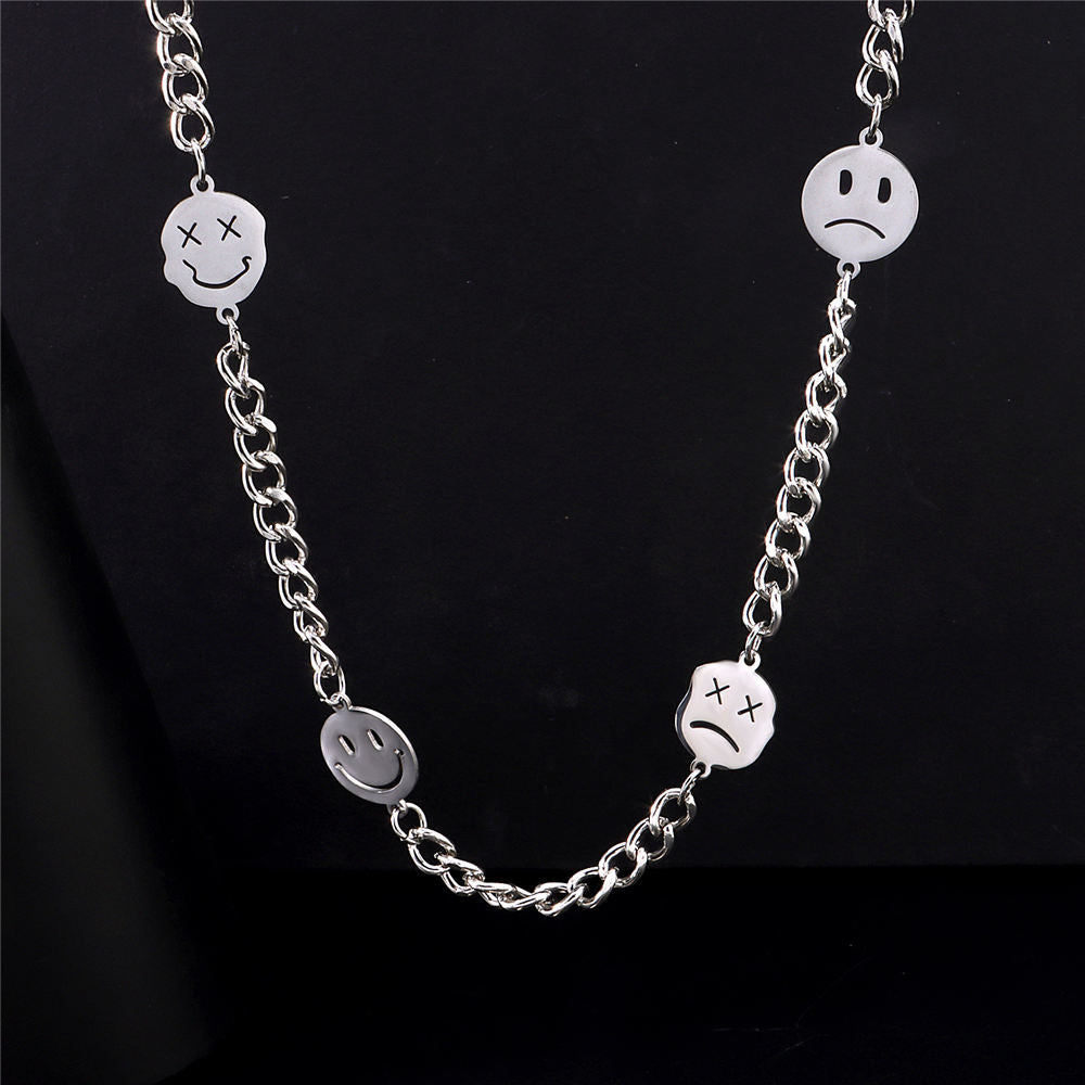 Korean Boho Colorful Enamel Beads Pearl Smile Necklace Choker for Women Girls Butterfly Necklace Hip Hop Jewelry 2021