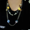 Korean Boho Colorful Enamel Beads Pearl Smile Necklace Choker for Women Girls Butterfly Necklace Hip Hop Jewelry 2021