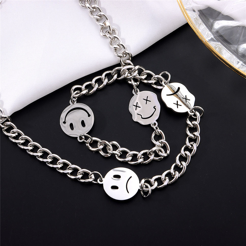 Korean Boho Colorful Enamel Beads Pearl Smile Necklace Choker for Women Girls Butterfly Necklace Hip Hop Jewelry 2021