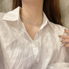 Korean Bright Diamond Necklace Temperament Double Women Necklace Simple Chain Chocker 1635