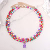 Korean Candy Cartoon Gummy Bear Beaded Necklace For Women Rainbow String Bead Cute Pendant Choker Necklace Y2K Jewelry Girl Gift