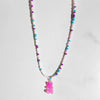 Korean Candy Cartoon Gummy Bear Beaded Necklace For Women Rainbow String Bead Cute Pendant Choker Necklace Y2K Jewelry Girl Gift