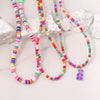 Korean Candy Cartoon Gummy Bear Beaded Necklace For Women Rainbow String Bead Cute Pendant Choker Necklace Y2K Jewelry Girl Gift