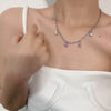 Korean Charms Butterfly Clavicle Chain Crystal Necklaces for Women Metal Vintage Y2K Choker Necklace 90s Style Aesthetics Friend