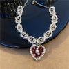 Korean Charms Pearl Heart Shaped Crystal Pendant Necklace Vintage Harajuku Y2K Punk Choker Necklace Gossip Girl 90s Jewelry Gift