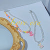 Korean Colorful Asymmetric Transparent Resin Acrylic Pearl Bear Animal Pendant Clavicle Necklace For Women Party Jewelry Gifts