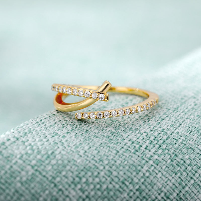 Korean Cross Rings For Women Simple  Cubic Zirconia Ring Exaggerated Crystal 2023 Trend Aesthetic Jewelry bague femme