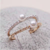Korean Cubic Zirconia Delicate Ring Fashion Design Shining Lovely Gold Silver Color Rings Jewelry Imitation Pearls Ring Perfect