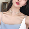 Korean Elegant  Pearl Beads Choker Necklace For Women Girls Flower Crystal ShortNecklace Party Jewelry