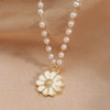 Korean Elegant Small Daisy Flower Pendant Necklace for Women Bohemian White Imitation Pearl Sunflower Choker Necklaces Jewelry