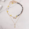 Korean Ethnic Yin Yang Butterfly Clay Beaded Necklace For Women Asymmetry Pearl Choker Y2K Boho Good Lucky Happy Face Jewelry