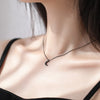 Korean Black Moon Planet Pendant Hollow Flower Bowknot Choker Necklace Women Simple Clavicle Chian Jewelry Party Gift