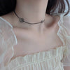 Korean Black Moon Planet Pendant Hollow Flower Bowknot Choker Necklace Women Simple Clavicle Chian Jewelry Party Gift