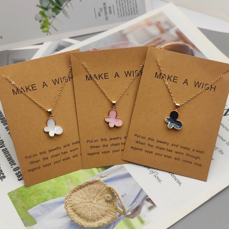 Korean Cute Butterfly Pendant Necklace for Women Girls Elegant Clavicle Chain Golden Choker Necklace Statement Jewelry