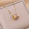 Korean Cute Lucky Crystal Pendant Ladies Necklace Women Wedding Party Stainless Steel Jewelry Female Chokers Necklaces