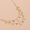 Korean Double Layer Moon Daisy Necklace Short Long Neck Chain Wedding Jewelry Colorful Bead Eye Round Summer Collar Gift