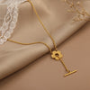 Korean Exquisite Beads Chain Flower Pendant Stainless Steel Clavicle Necklaces Female Daily Party Jewelry Gift