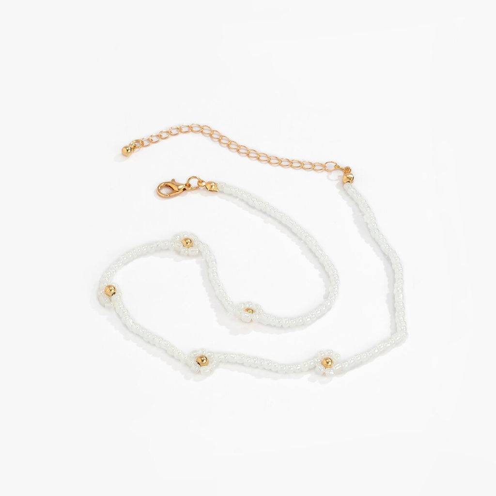 Korean Hand-woven Plastic Beaded Short Clavicle Chain Choker Necklace For Women Girls Children Flowers Neck Jewelry