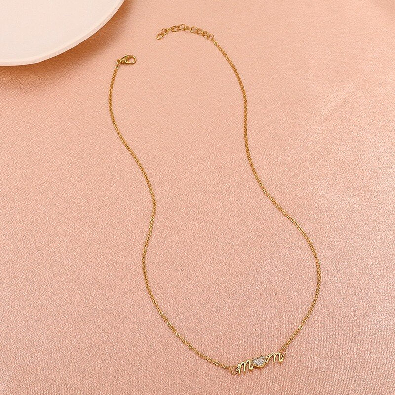 Korean Letter Pendant Necklace for Women Gold and Silver Color Love Pendant Clavicle Chain Popular Jewelry Accessories