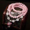 Korean Fashion Natural Pink Quartz Stone Bracelet Bring Good Luck Handmade Crystal Beads with Calabash Pendant Lovely Bracelet