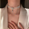 Korean Simple Personality Neck Chain With Diamond Freshwater Pearl Net Red Clavicle