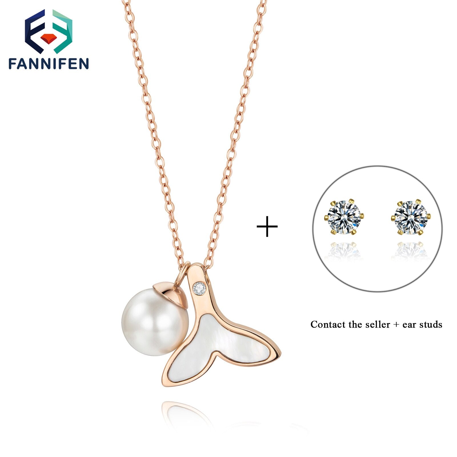 Korean  Stainless Steel Pearl Fish Tail Necklace For Women Jewelry Accessories Eagle Pendant Valentine's Day Holiday Gift