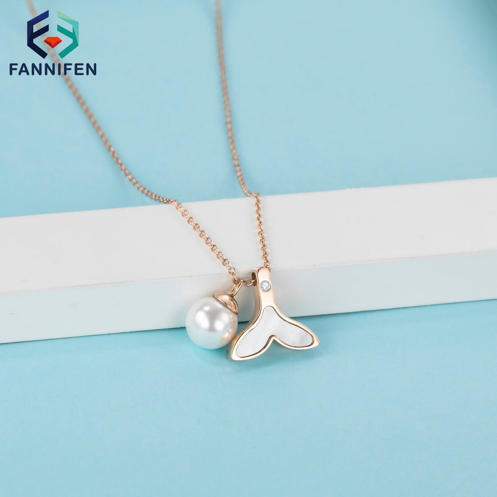 Korean  Stainless Steel Pearl Fish Tail Necklace For Women Jewelry Accessories Eagle Pendant Valentine's Day Holiday Gift