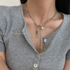 Korean Stainless Steel Pearl Pendant Necklace For Women Punk Cuban Chain Cute Choker Necklace Hip Hop Jewelry 2021 Gifts