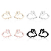 Korean Sweet and Cute Hollow Bunny Mini Alloy Small Earrings for Women Creative Personality Charm Party Jewelry