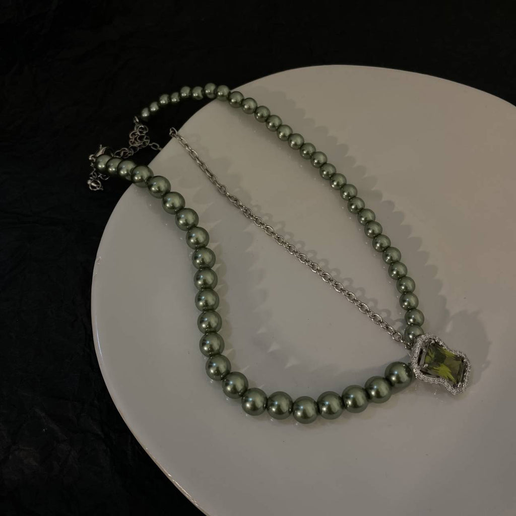 Korean Imitation Pearls Clavicle Chain Crystal Necklaces for Women Metal Vintage Y2K Choker Necklace 90s Style Aesthetics Friend