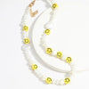 Korean Irregular Imitation Pearl Choker Necklace for Women Cute Sweet Girls Necklace Rubber Smile Face Beads Necklace Jewelry