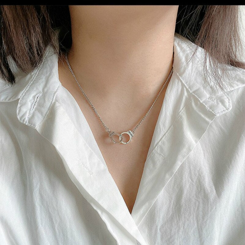 Korean Jewelry All-match Handcuff Necklace Steampunk Statement Necklace Couple Gothic Necklace Women