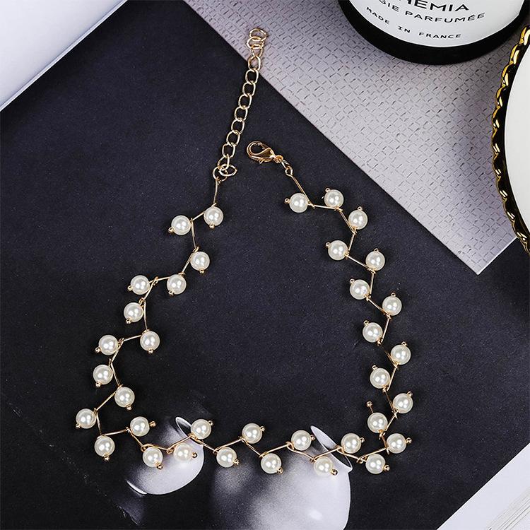 Korean Jewelry Fashion Simple Short Necklace Imitation Pearl Necklace Steampunk Necklace Women Statement Necklace