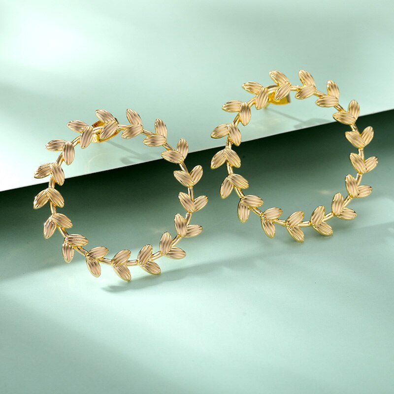Korean Leaf Hoop Earrings For Women Minimalist Stainless Steel Earrings 2023 Trend Aesthetic Couple Jewelry Gift bijoux femme
